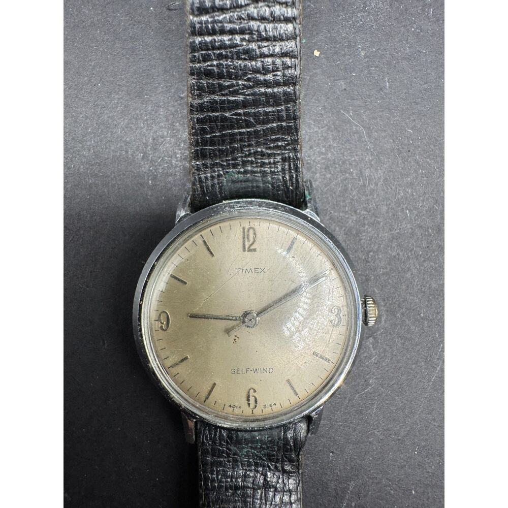 Vintage Timex Marlin Men's Watch Self Winding Analog 4014-3164 Silver Tone 33mm